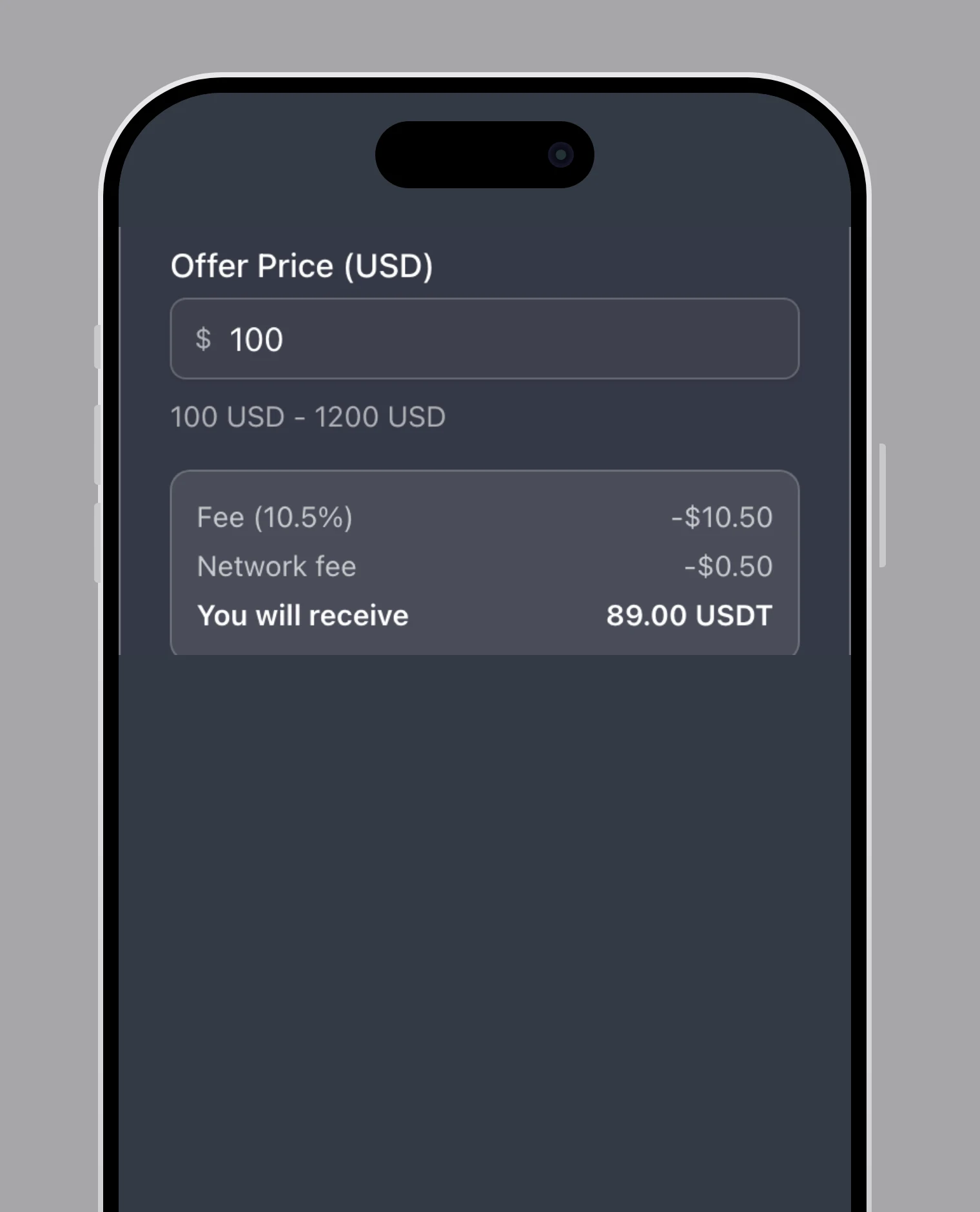 Enter the offer price