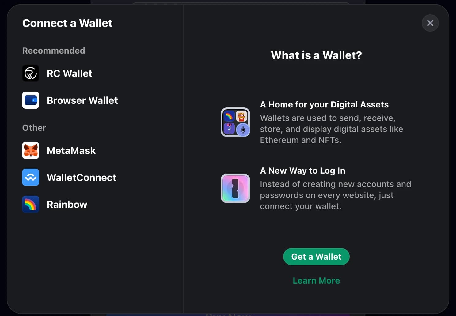 Choose a wallet