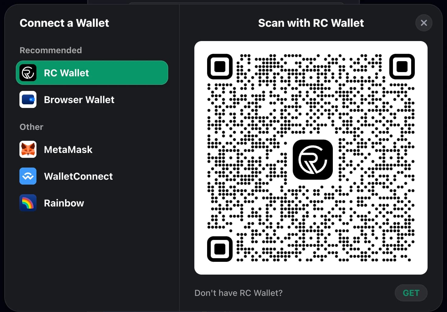 Scan with RC Wallet