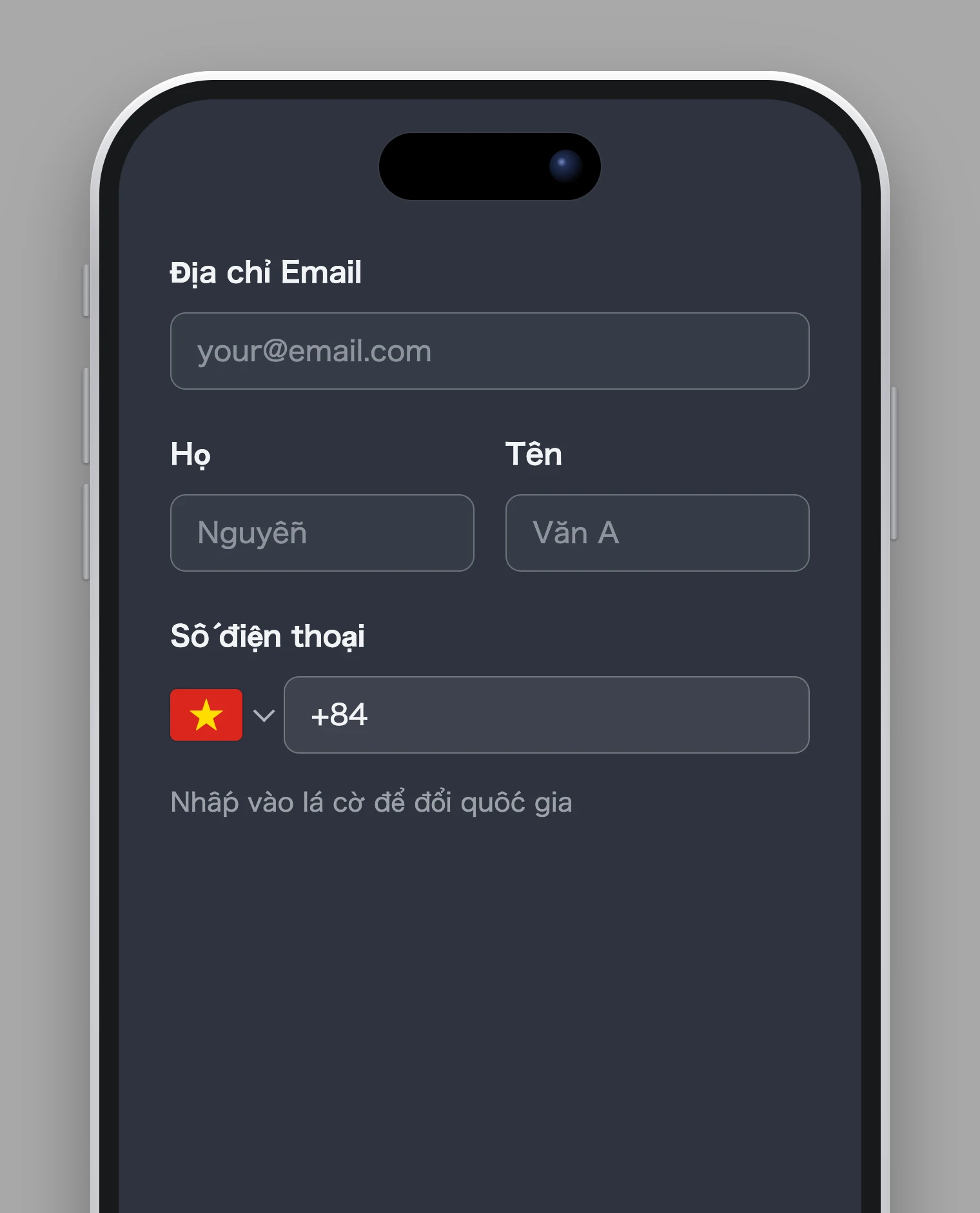 Nhập thông tin của bạn