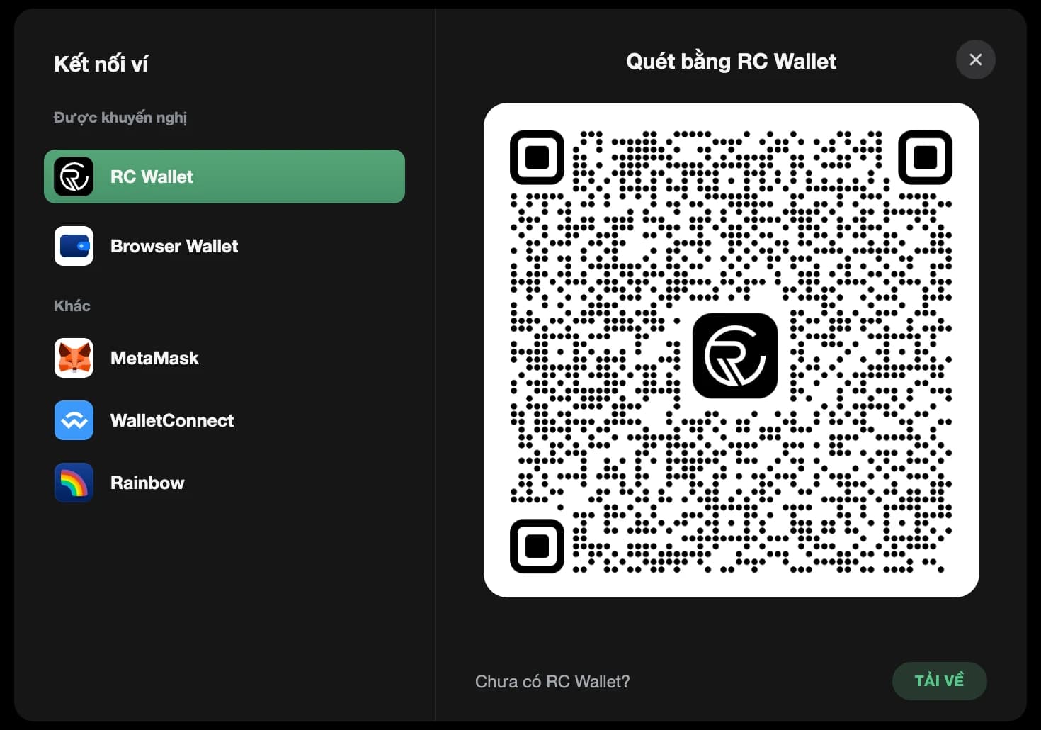 Quét bằng RC Wallet