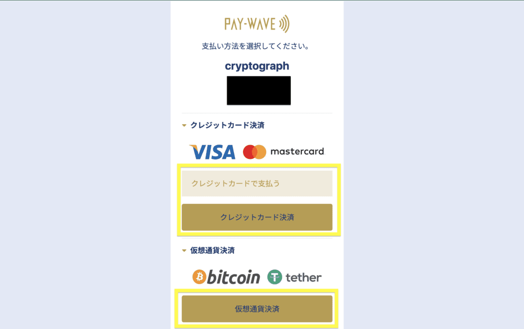 PAY WAVE決済ページ