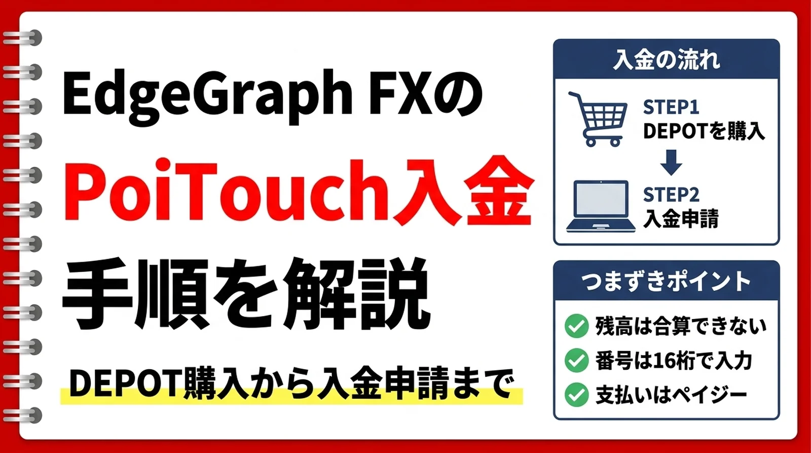 EdgeGraph FXのPoiTouch入金方法：デポット購入から入金申請までの手順を解説