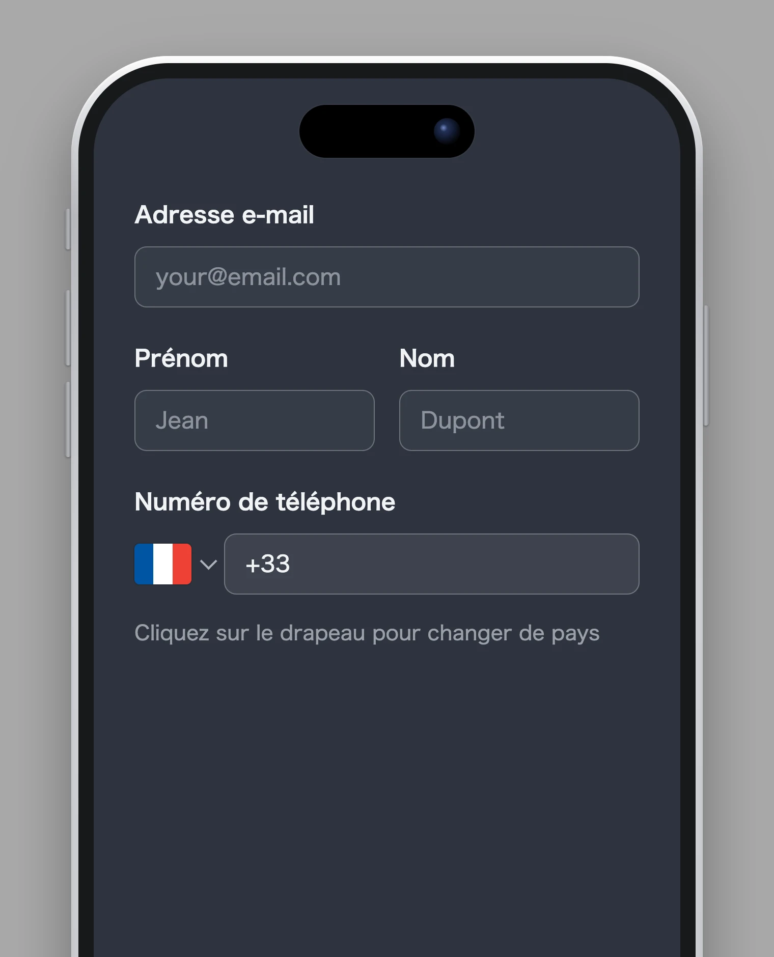 Saisir vos informations