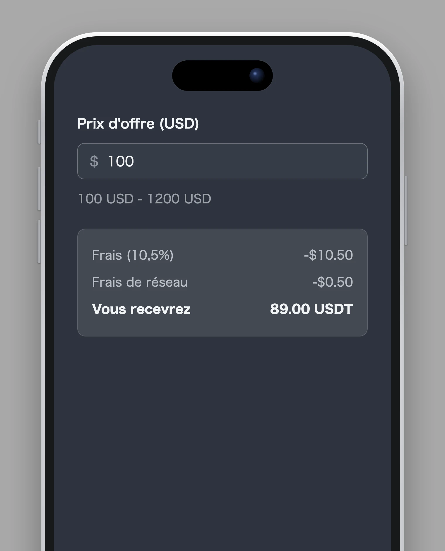 Saisir le prix d'offre