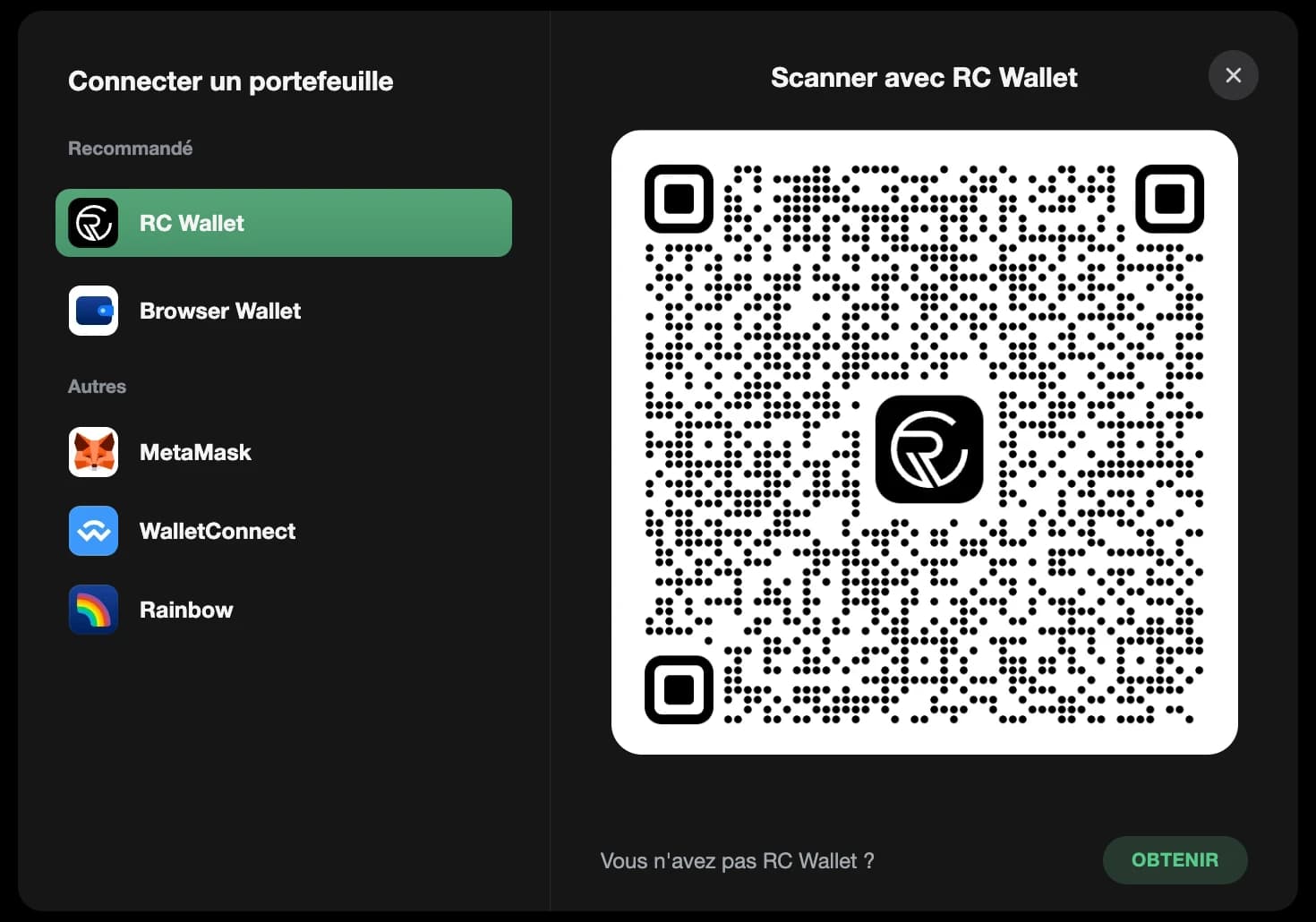 Scanner avec RC Wallet