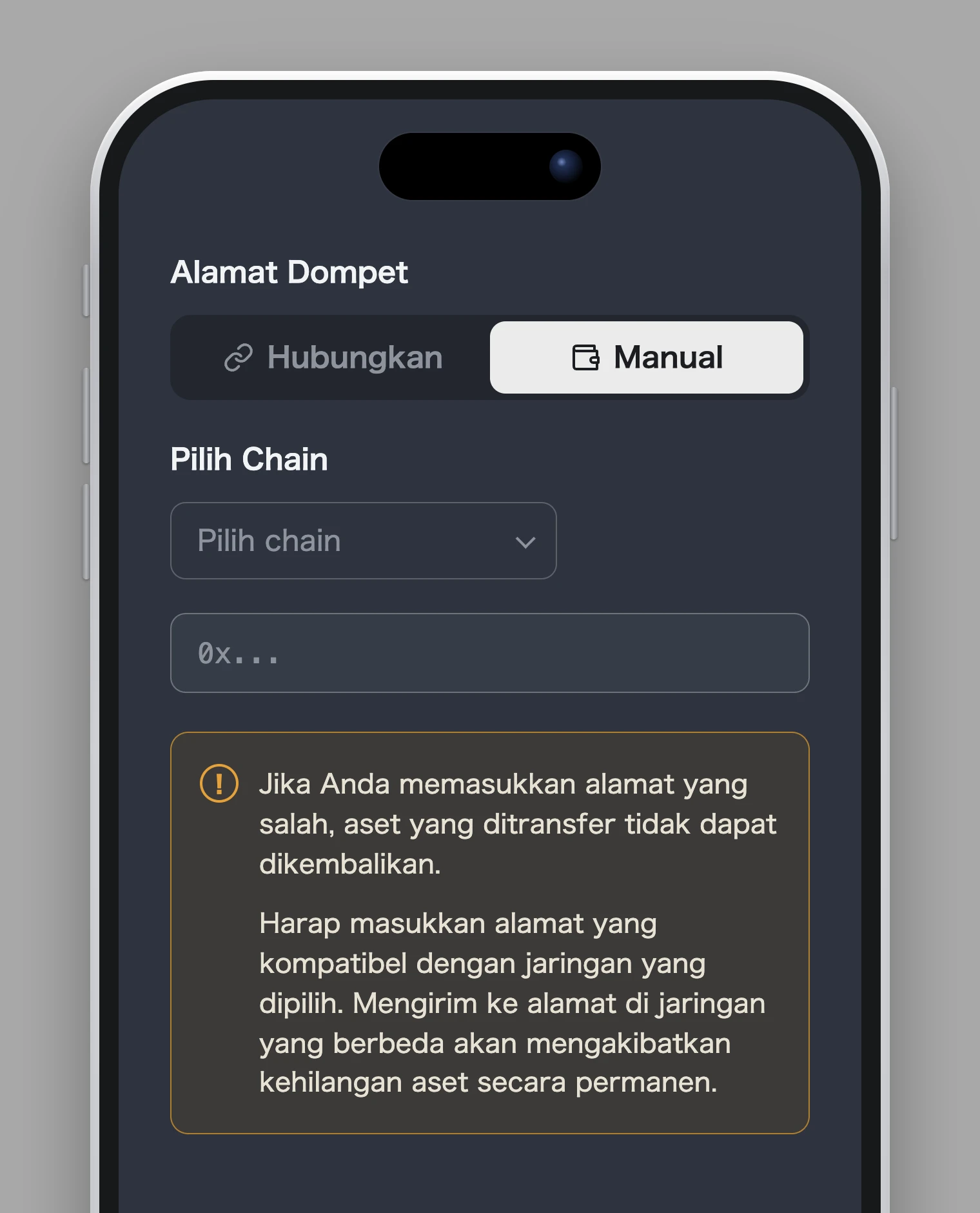 Atau masukkan alamat secara manual