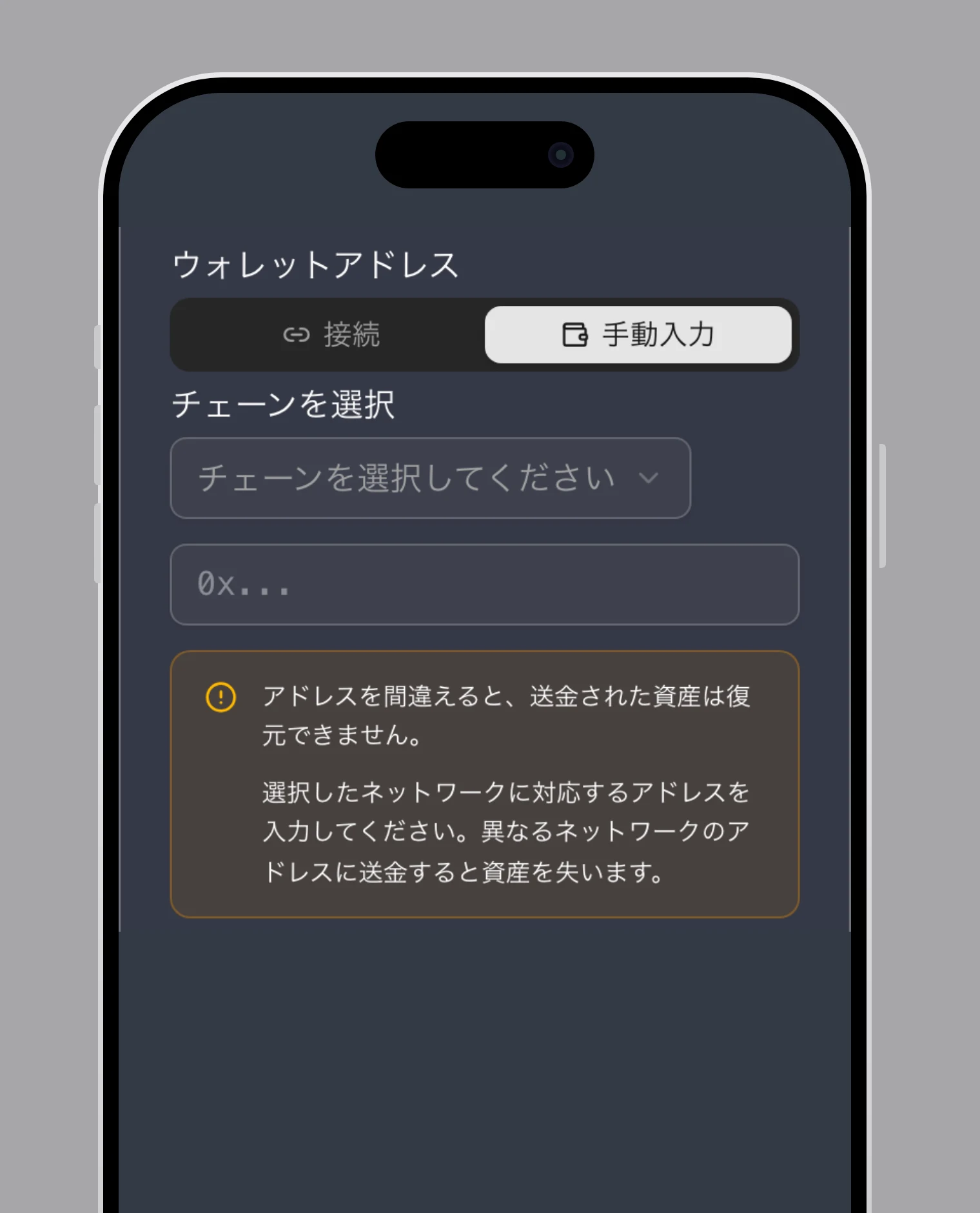 アドレスを手動で入力する場合